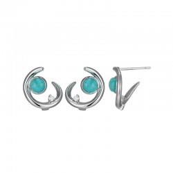 Satelite Collection Geniune Peru Amazonite And Moissanite Earring