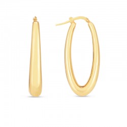 Elongated Oval Hoops 14K Yg