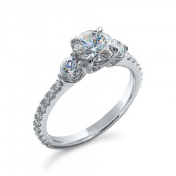 3 Stone Diamond Engagement Ring with MicroPave