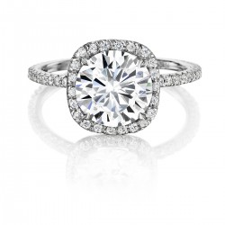 Black Label Round Halo Pave Engagement Ring