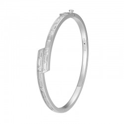 Baguette Collection CZ Bypass Hinged Bangle Bracelet