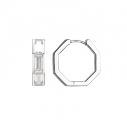 Baguette Collection CZ Octagonal Hoop Earrings