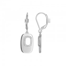 Lookout Collection CZ Rectangular Cutout Drop Lever Back Earrings