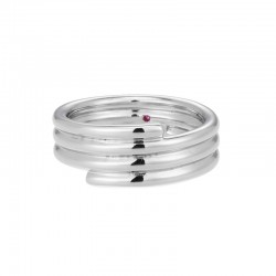 Goddess Collection Ribbed Ring Rhodium Plated