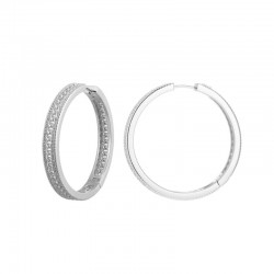 Weave Collection Chain Link Beaded Edge Hoop Earrings