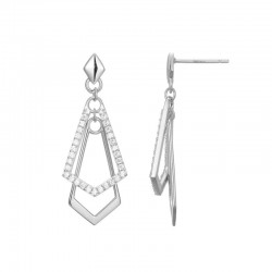 Art Deco Collection CZ 2 Section Drop Earrings