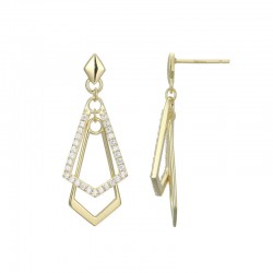 Art Deco Collection CZ 2 Section Drop Earrings