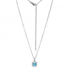 Radiance Cushion Cut Blue And Round Clear Cubic Zirconia Halo Pendant