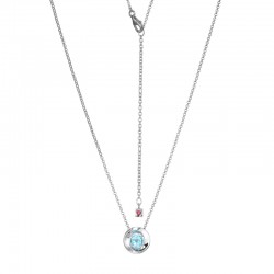 Swirl Collection Round Blue Topaz Open Circle Pendant