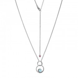 Swirl Collection Round Blue Topaz Open Circle Pendant