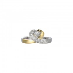 Amour Cubic Zirconia Heart Ring Rhodium And Yellow Gold Plated