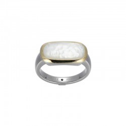 Allure Cushion Mop East West Ring Rhodium And Yellow Gold Plated