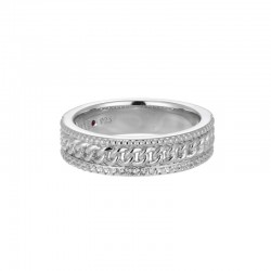 Weave Collection Created White Sapphire Chain Link Beaded Edge Ring