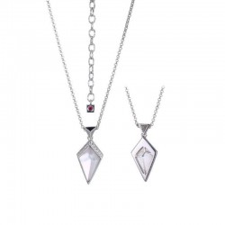 Iceberg Rhodium Plated Genuine White Mother Of Pearl & White Crystal Doublet CZ Necklace