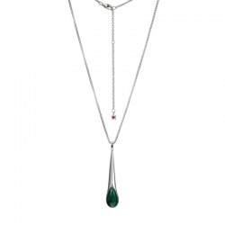 Ethereal Drops Rhodium Plated Malachite Pendant