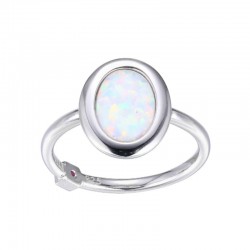 Mirage Created Opal Fire&Snow Cab Ring