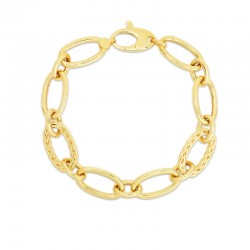 7.5'' Woven And Polished Oval Link Chain Bracelet With Lobster Clasp 14K Yg