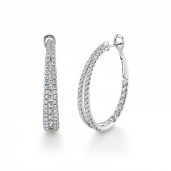 2.67CTTW Rb Graduated Diamond Split Front Inside/Outside Oval Hoop Earrings