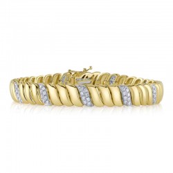 1.48CTTW Diamond Pave And Polished Link Bracelet