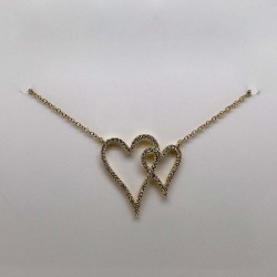 0.23Ct 14K Yellow Gold Diamond Double Open Heart Necklace