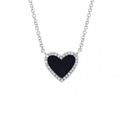 .59Ct Hs Onyx .09CTTW Pave Diamond Halo Necklace