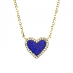 .54Ct Hs Lapis .09CTTW Pave Diamond Halo Necklace