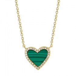 .81Ct Hs Malachite .09CTTW Pave Diamond Halo Necklace