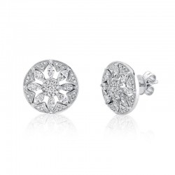 .84CTTW Rb Diamond Flower In Circle Stud Earrings