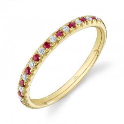 0.10Ct Diamond & 0.10Ct Ruby 14K Yellow Gold Lady's Band