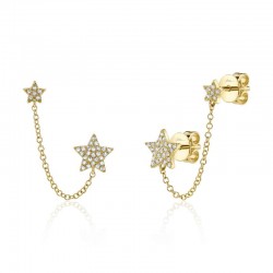 .15CTTW S/C G-H Diamond Pave Star Chain Double Earrings