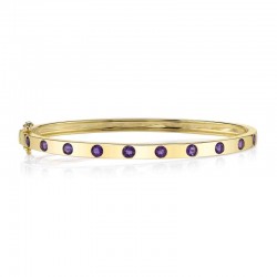 1.06CTTW 10 Round Amethyst Hinged Bangle Bracelet