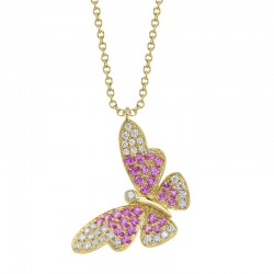 .38CTTW Pink Sapphire .17CTTW Diamond Butterfly Pendant