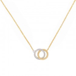 .14CTTW S/C G-H Diamond White Gold Open Circle Yellow Gold Rope Circle Pendant