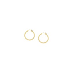 Polished Round Hoop Earrings 2/15Mm 14K Yg