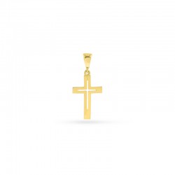 High Polished 3D Cutout Cross Pendant 14K Yg