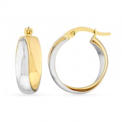 15Mm Overlapping Tube Round Hoop Earrings 14K Yg/Wg