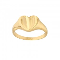 Flat Heart Signet Ring 14K Yg Size 7