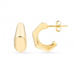 Puff J Hoop Earrings 14K Yg