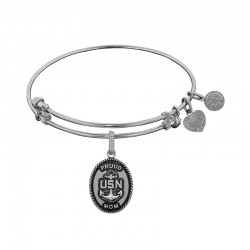 Us Navy ''Proud Mom'' White Brass Angelica Bracelet