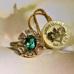 Birdie Levine Creations Green Tourmaline and Diamond Ring