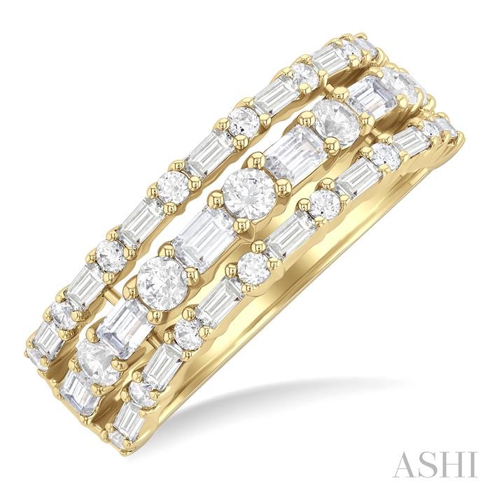 Three Row Baguette Diamond Fashion Band