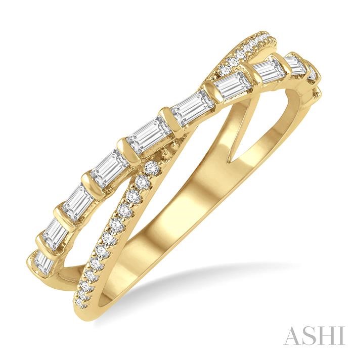 Criss-Cross Baguette Diamond Fashion Ring