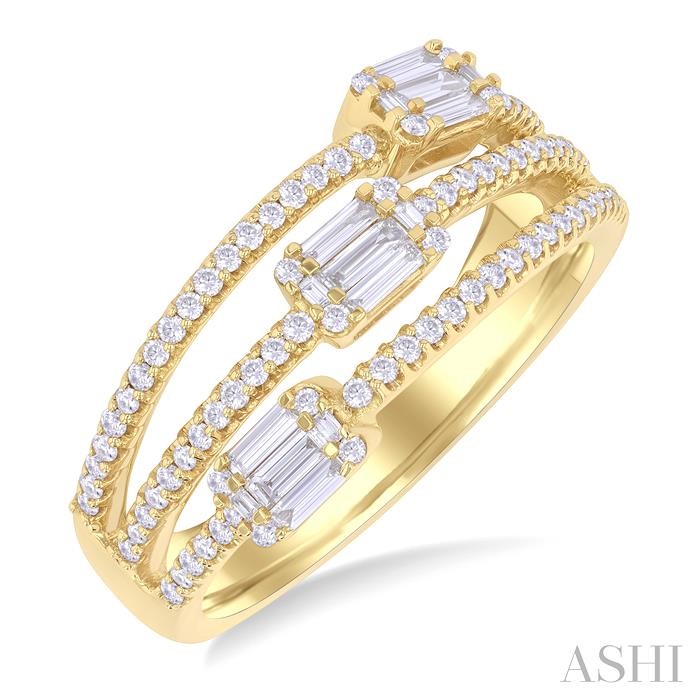 Three Row Baguette Diamond Fashion Ring