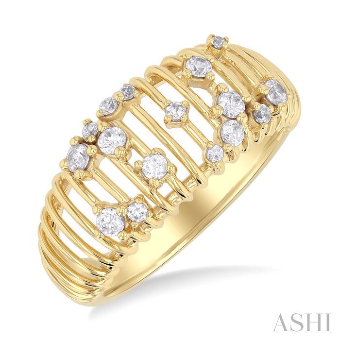 Ribbed Diamond Fashion Dome Ring