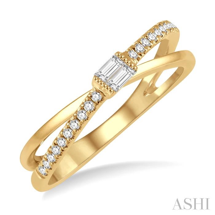 Criss Cross Baguette Diamond Fashion Ring