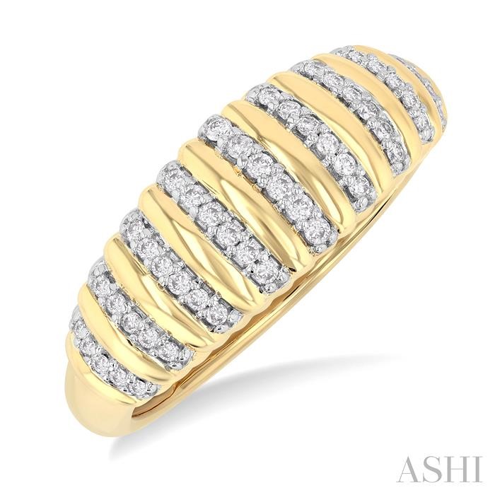 Ribbed Diamond Fashion Dome Ring