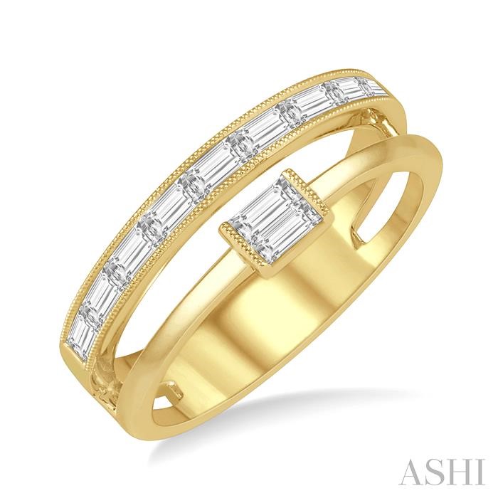 Double Row East-West Baguette Diamond Fashion Ring