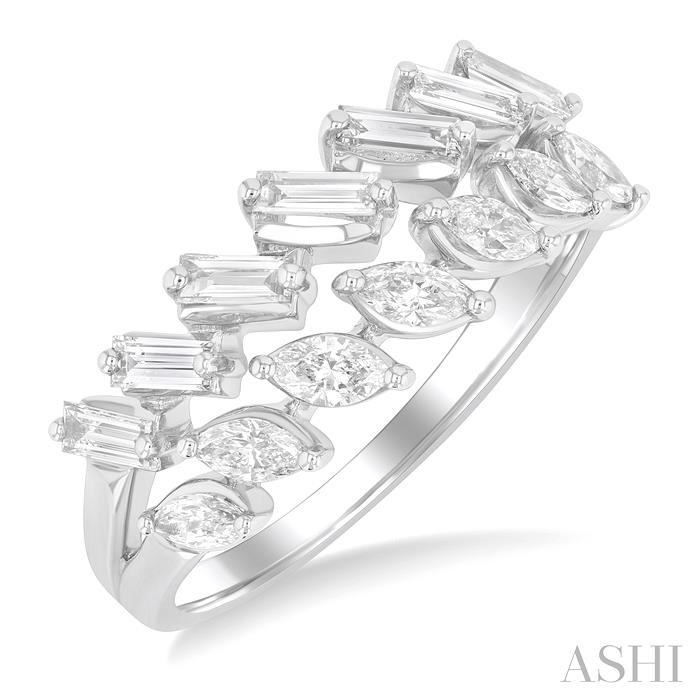 2 Row Mixed Shape Diamond Fashion Ring