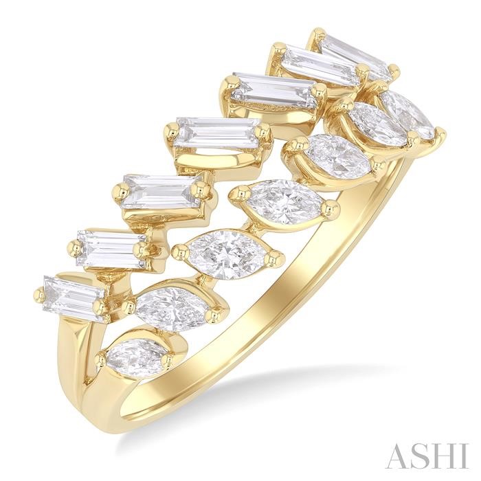 2 Row Mixed Shape Diamond Fashion Ring