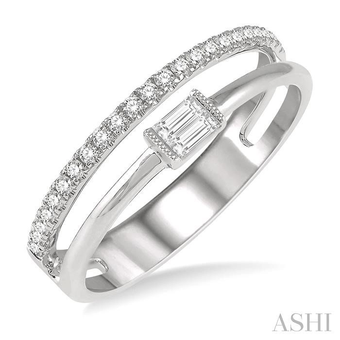 Double Row East-West Baguette Diamond Fashion Ring